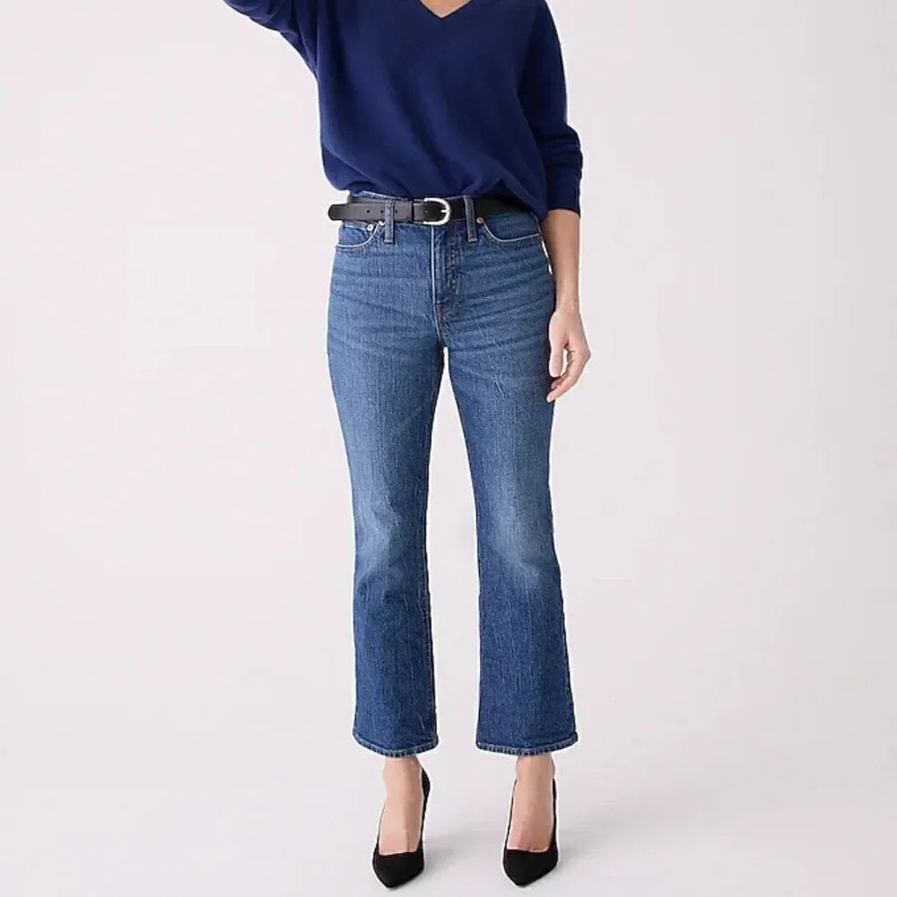 NWT J. Crew 9" Demi Boot Cut Crop Palmyra Hash Denim Jean BP487 Retails $128